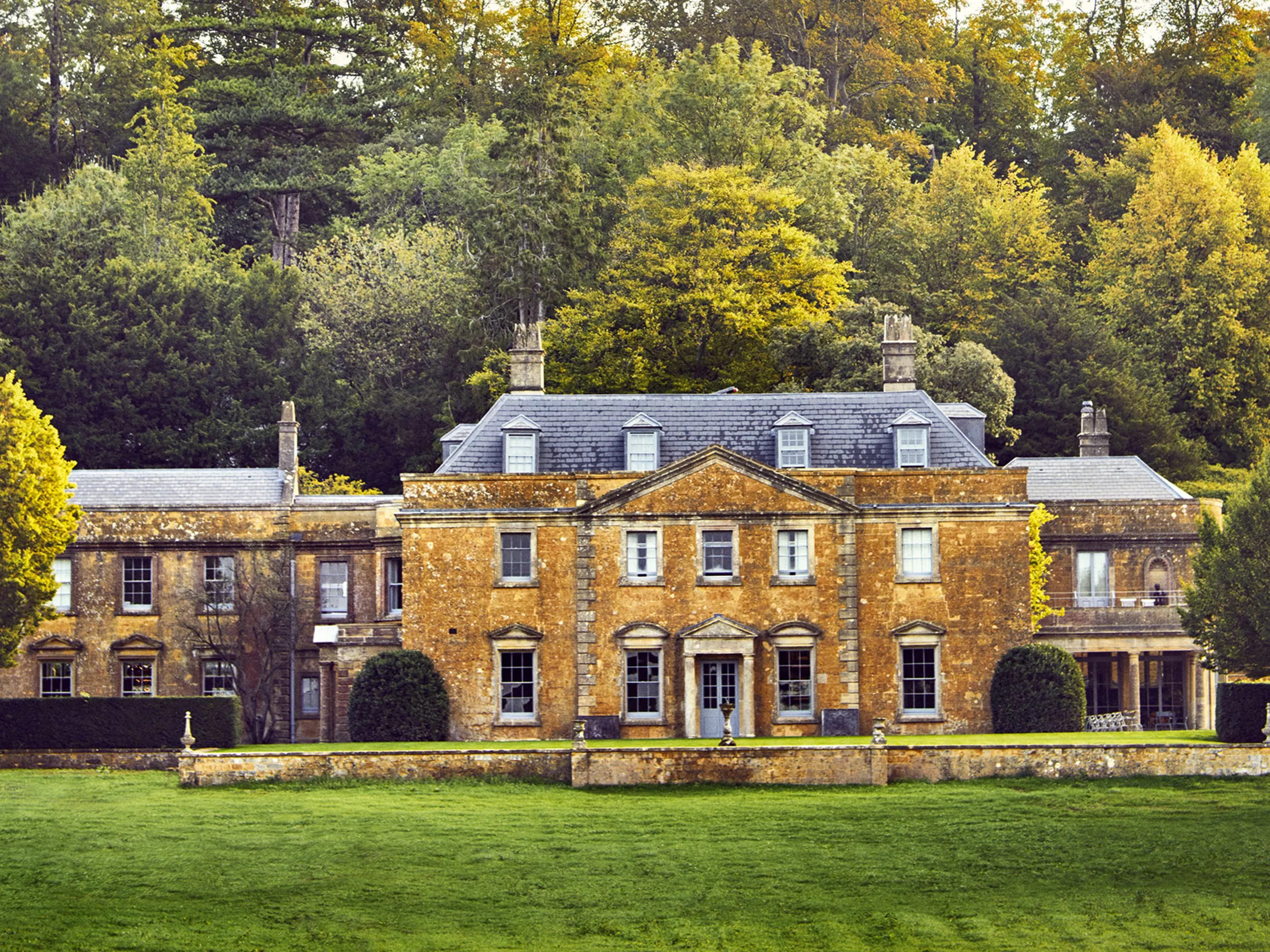 Walled kitchen garden and estate buildings at The Newt in Somerset near Bruton